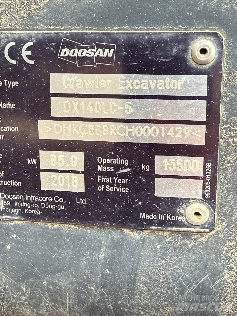 Doosan DX 140 LC Gravemaskiner på larvebånd