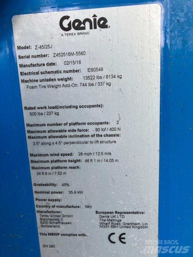 Genie Z 45/25 J Bomlifte med knækarm