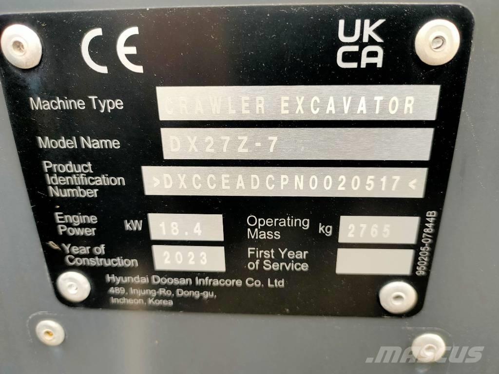 Doosan DX 27 Z Minigravemaskiner