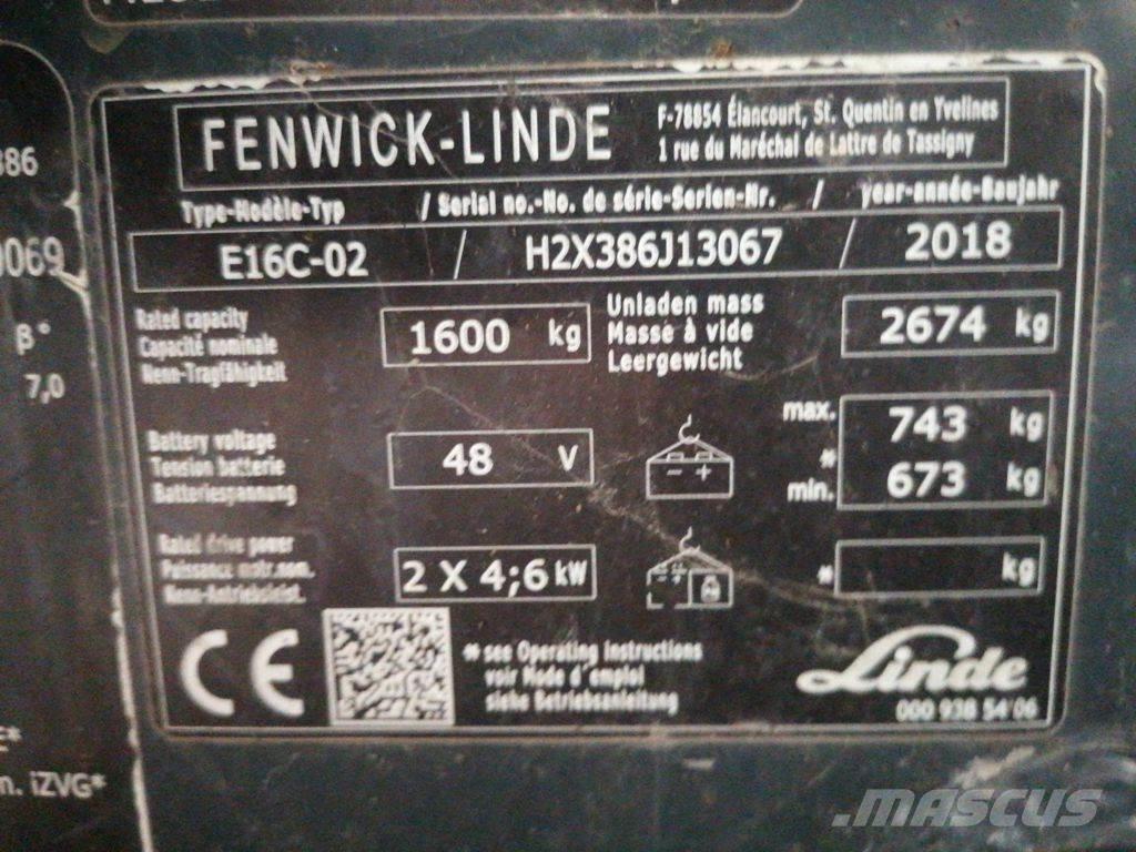 Linde E16C El gaffeltrucks