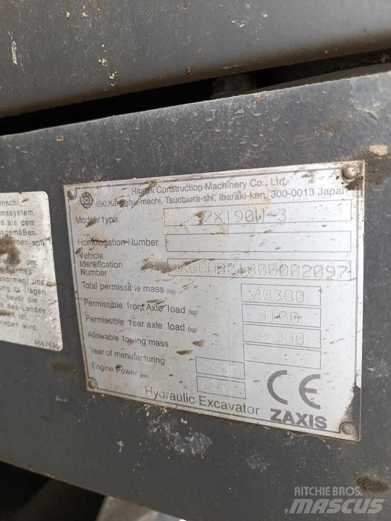 Hitachi ZX 190 W-3 Gravemaskiner på hjul