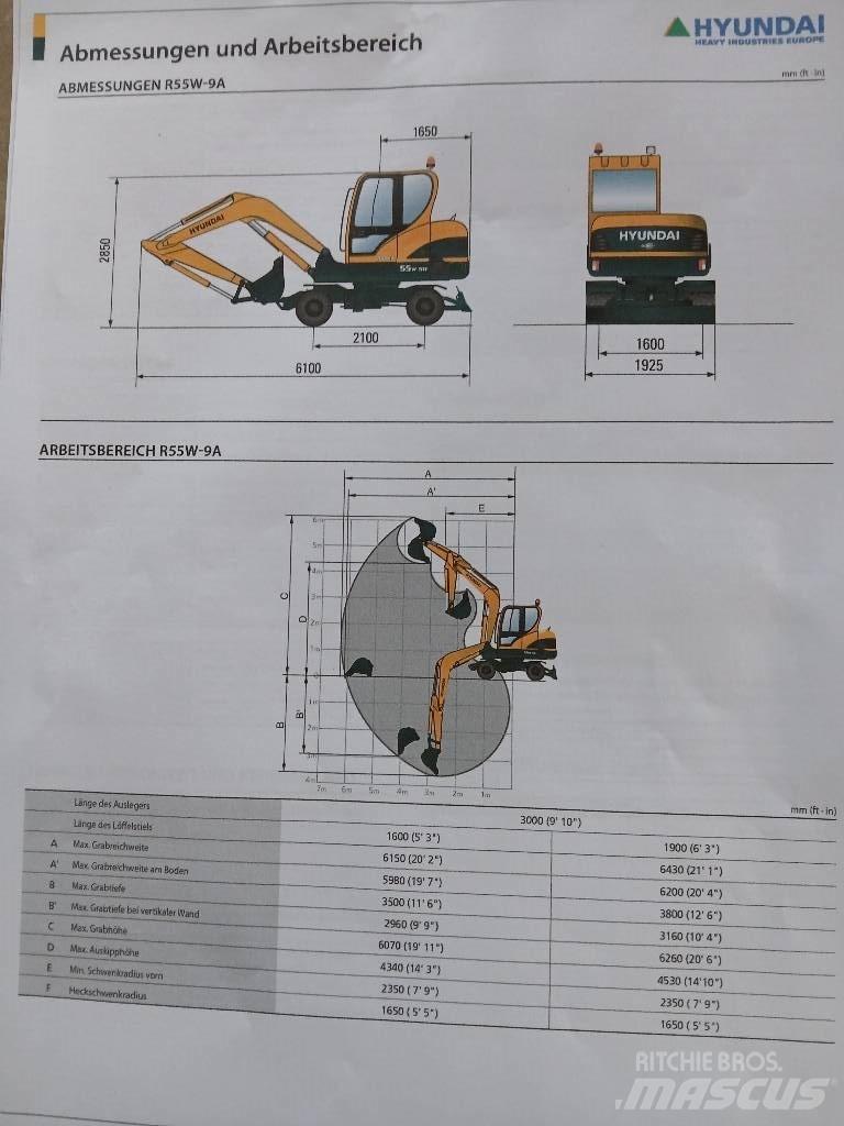 Hyundai 55W-9 Gravemaskiner på hjul