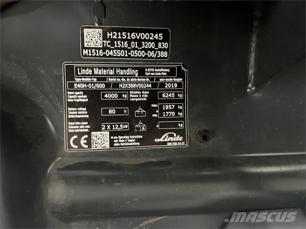 Linde E40H-01/600 El gaffeltrucks