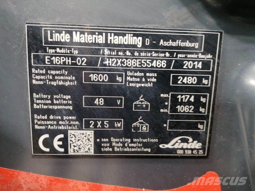 Linde E16PH-02 El gaffeltrucks