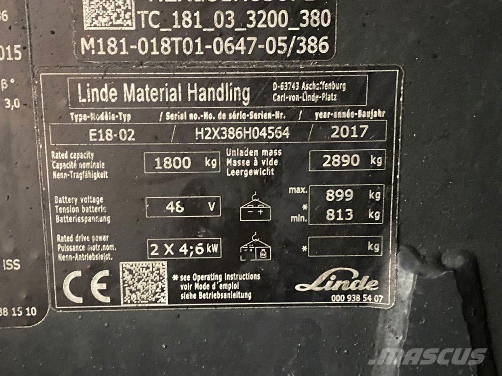 Linde E18-02 El gaffeltrucks