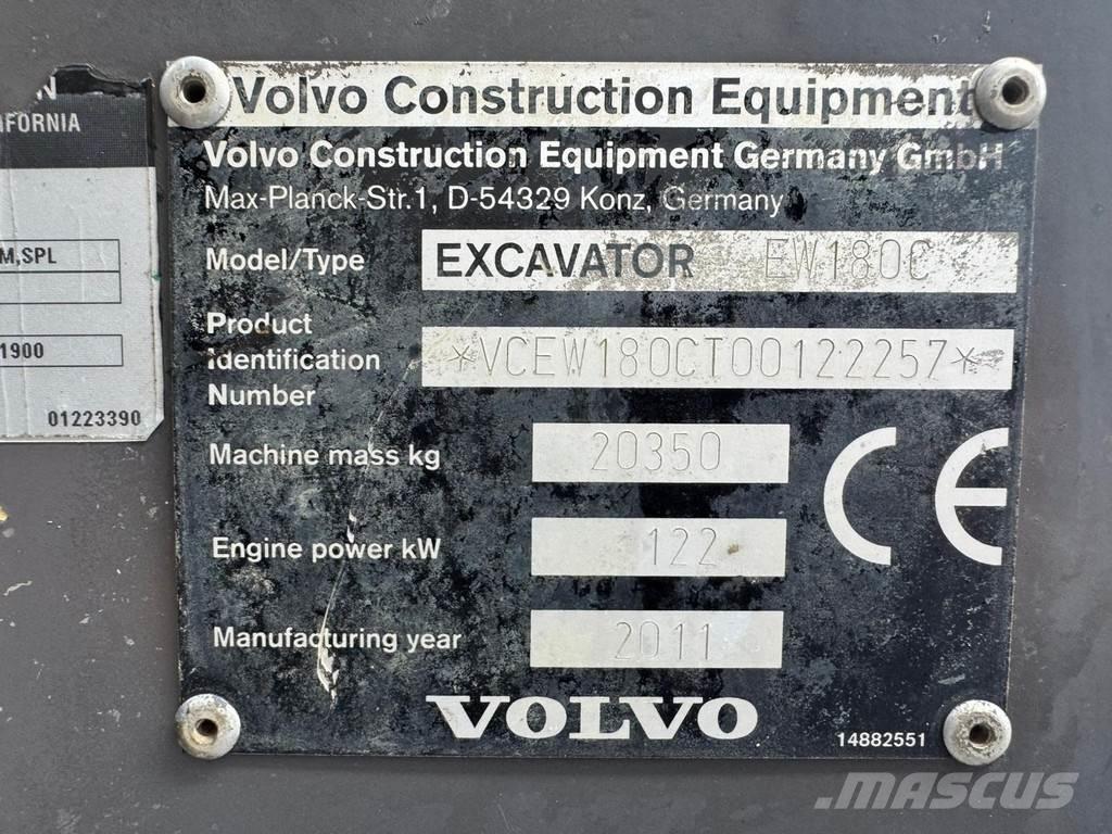 Volvo EW180C Gravemaskiner på hjul