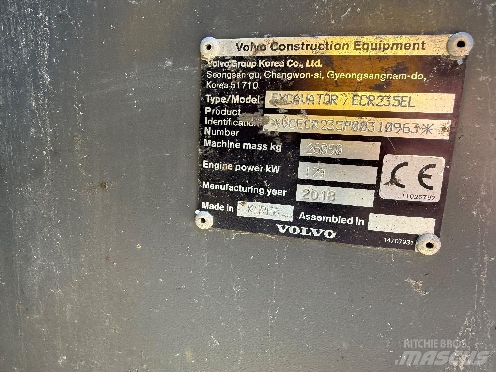 Volvo ECR 235 EL Gravemaskiner på larvebånd