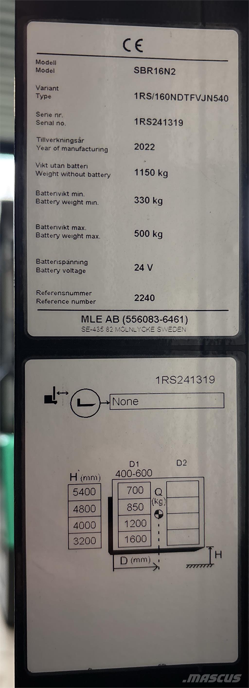 Mitsubishi SBR16N2 Selvkørende stablere