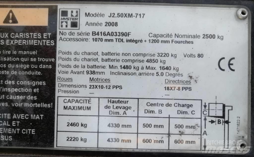 Hyster J 2.50 XM El gaffeltrucks