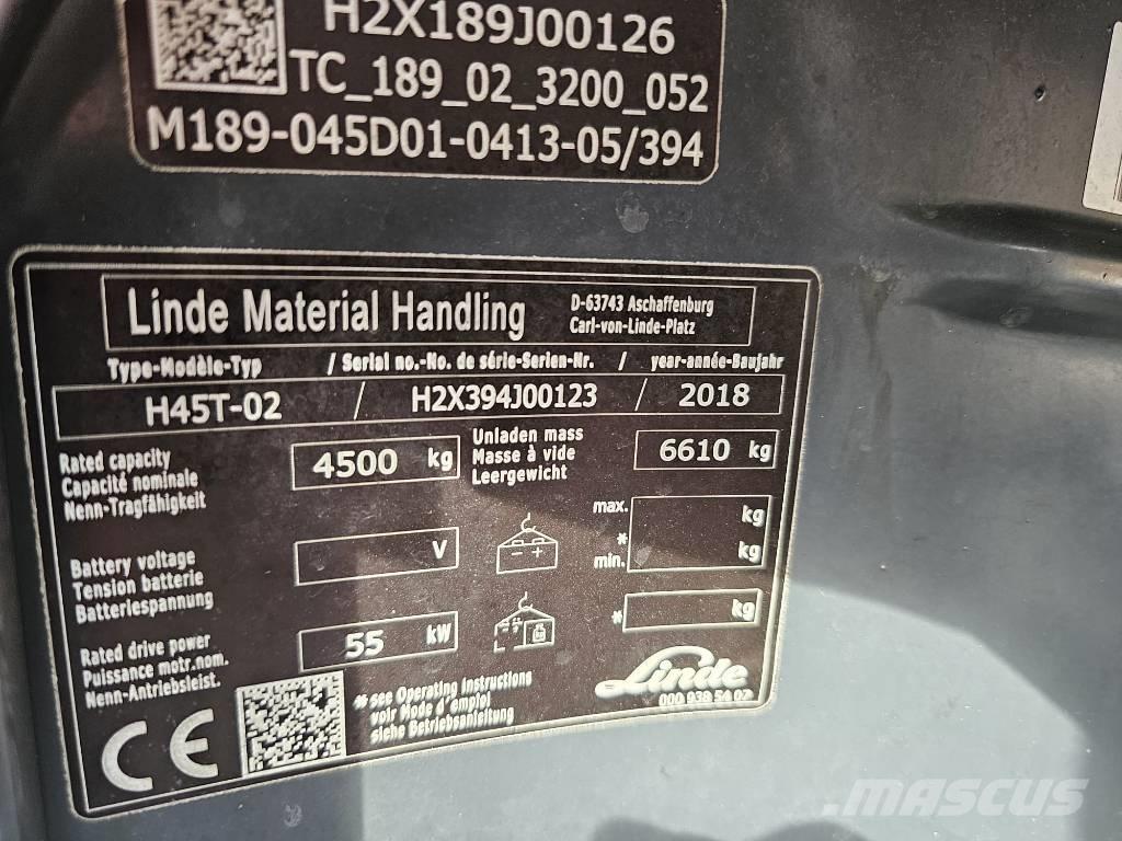Linde H45T-02 LPG gaffeltrucks