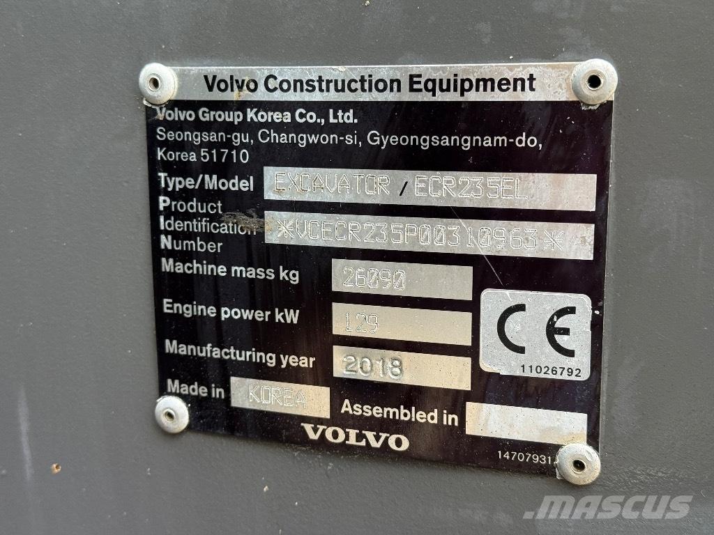 Volvo ECR 235 EL Gravemaskiner på larvebånd