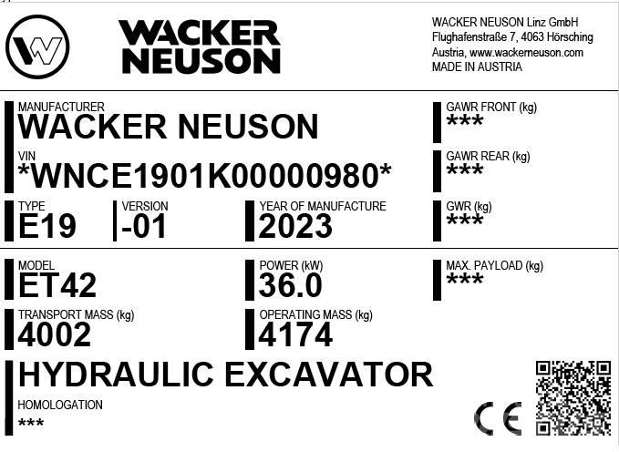 Wacker Neuson ET42 Gravemaskiner på larvebånd