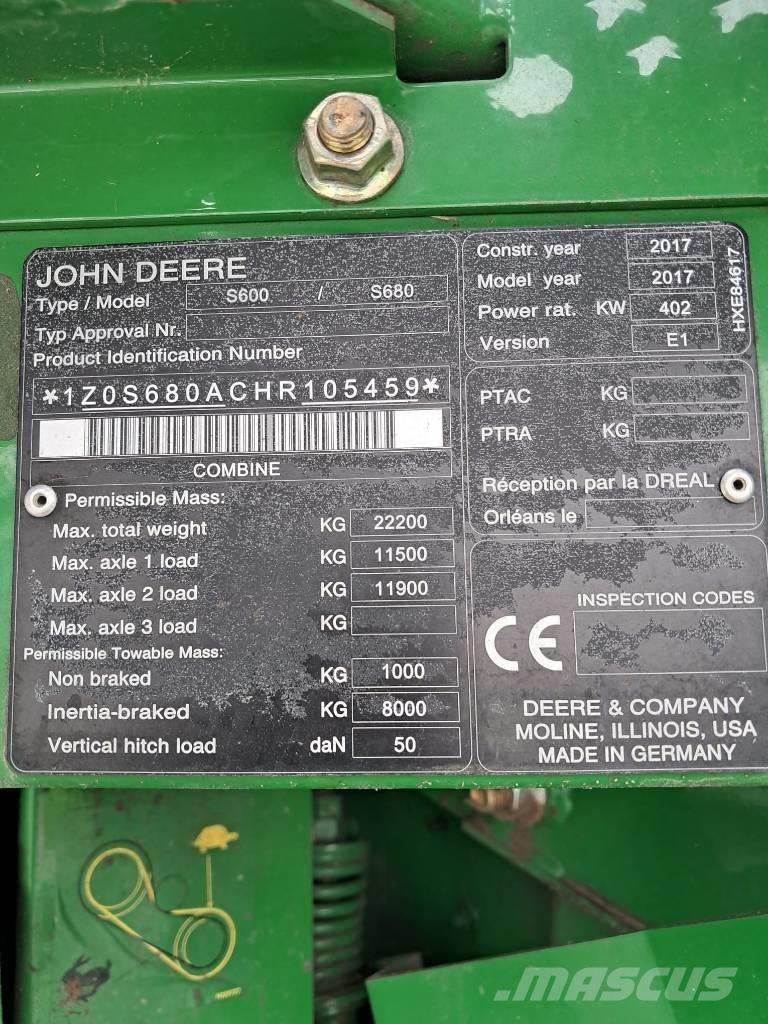 John Deere S 680 i Mejetærskere