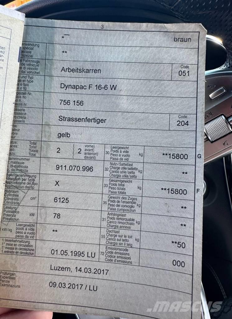 Dynapac F 16-6W Asfaltudlæggere