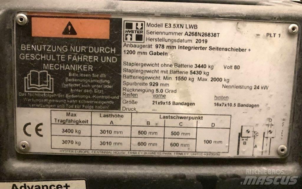 Hyster E 3.5 XN LWB El gaffeltrucks