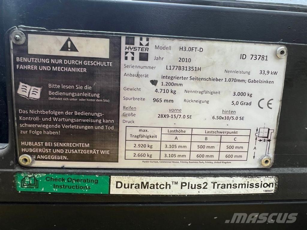 Hyster H 3.0 FT Diesel gaffeltrucks