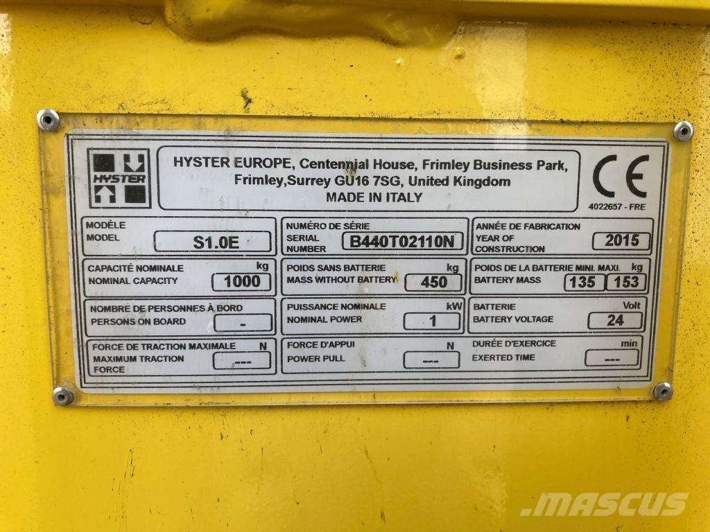Hyster S 1.0E Gaffelstabler med gående fører