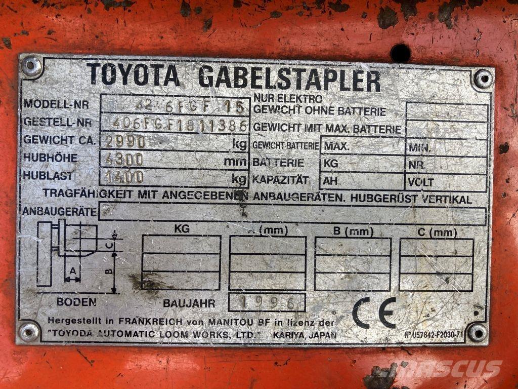 Toyota 42 6FGF 15 LPG gaffeltrucks