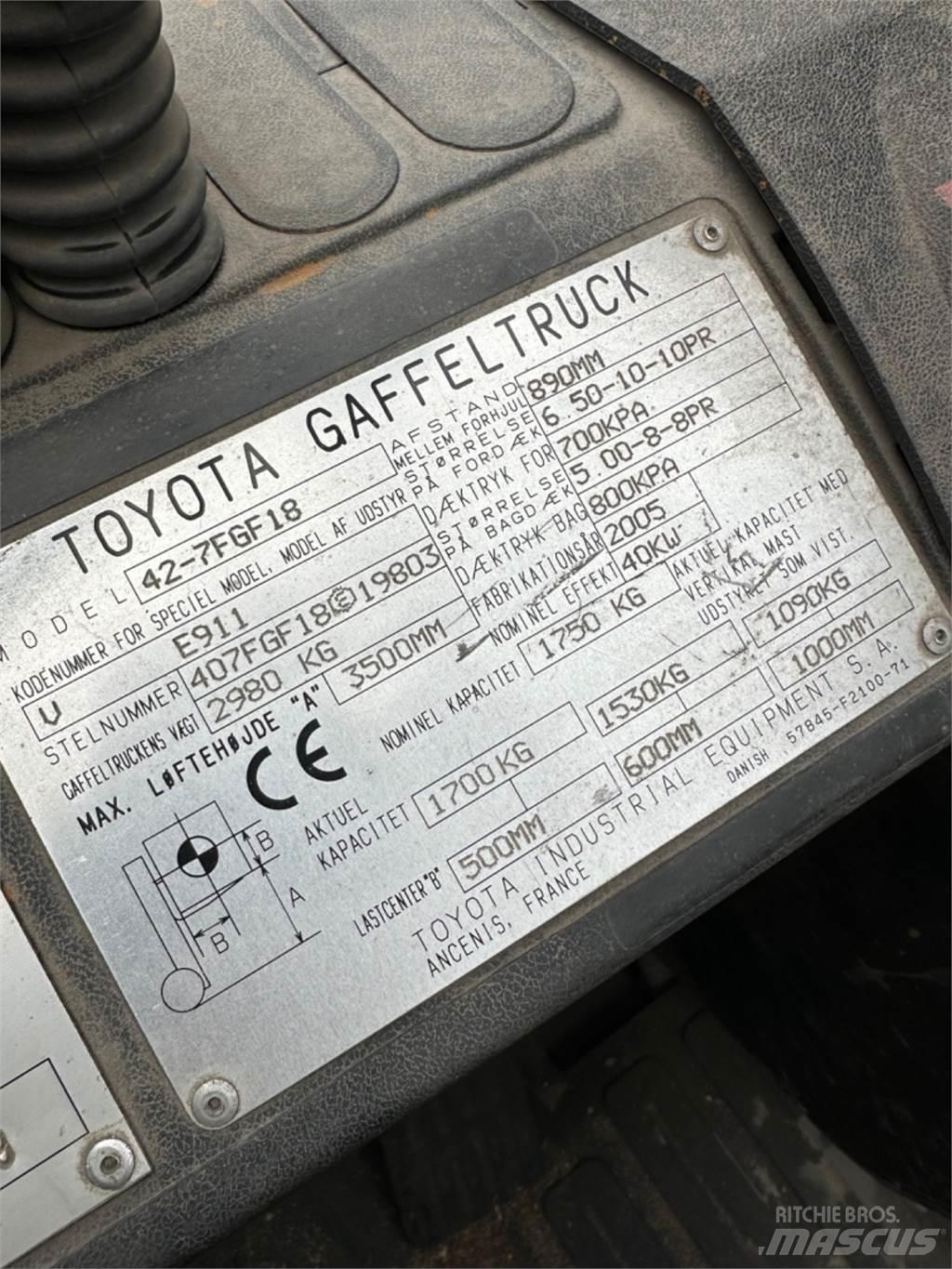 Toyota FG18 LPG gaffeltrucks