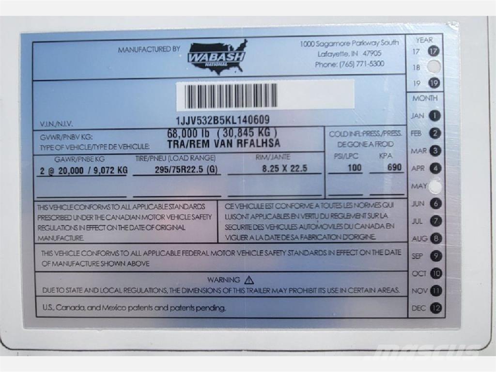 Wabash Reefer Semi-trailer med Kølefunktion