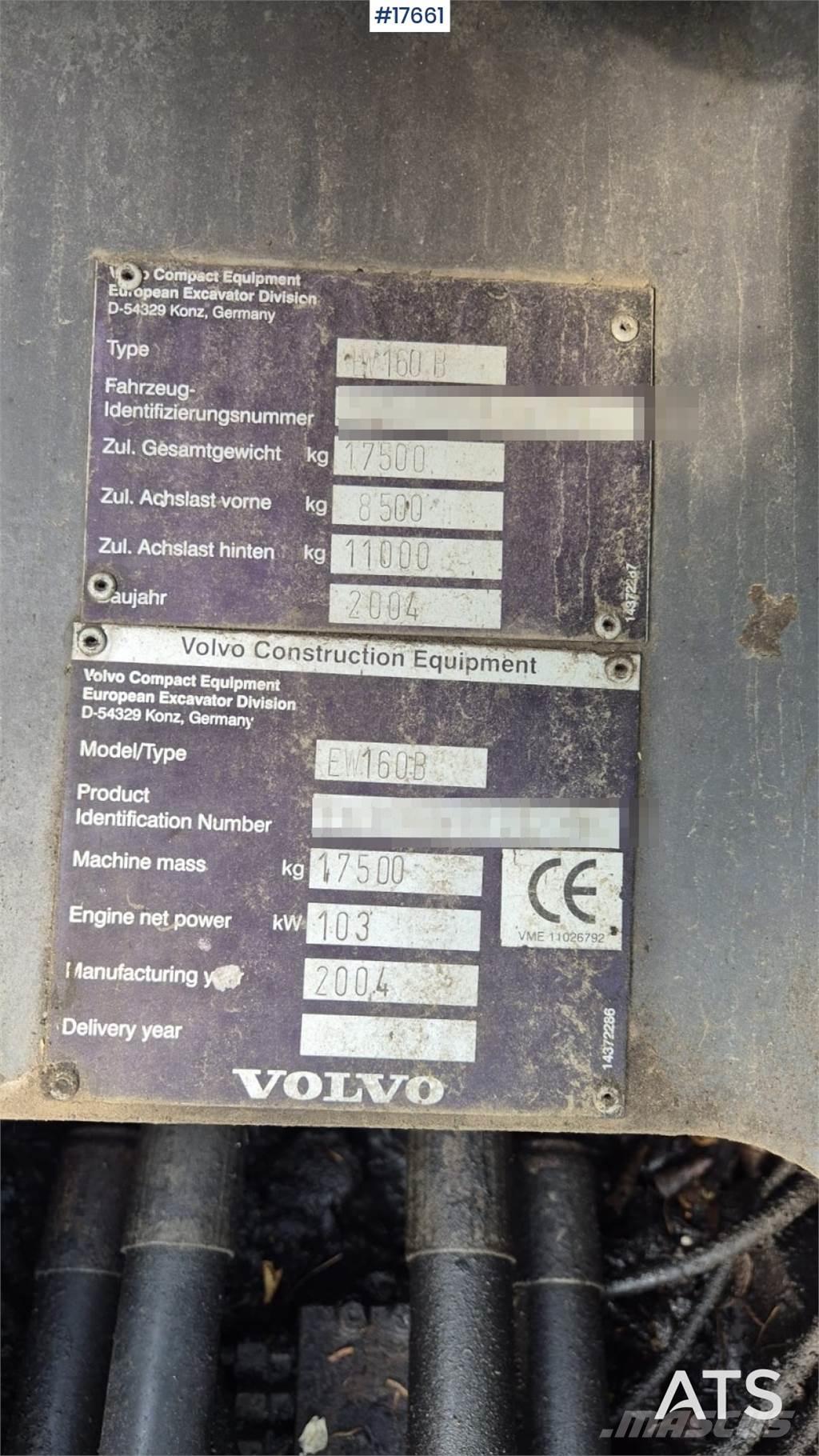 Volvo EW 160B Gravemaskiner på hjul