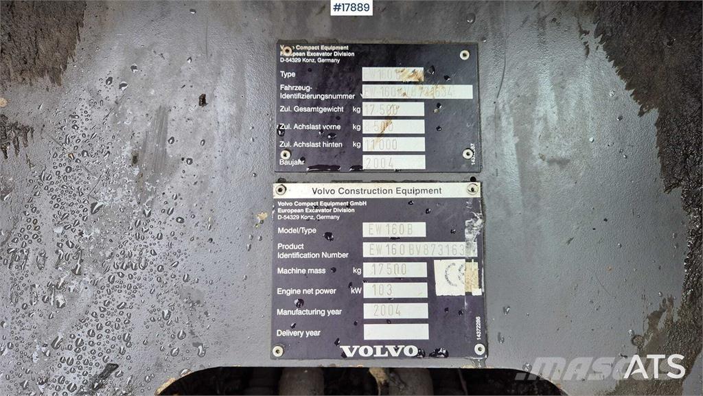 Volvo EW160B Gravemaskiner på hjul