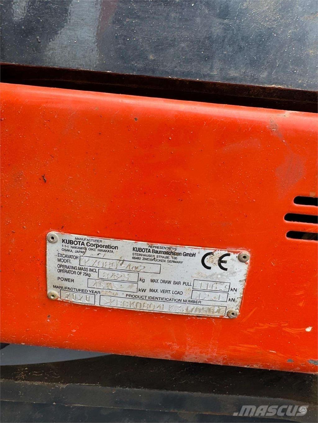 Kubota KX080-4a2 Gravemaskiner på larvebånd