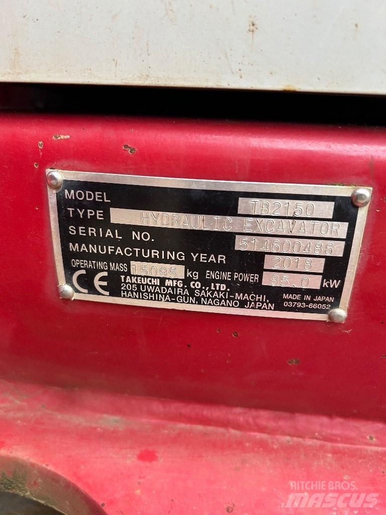 Takeuchi TB 2150 Gravemaskiner på larvebånd