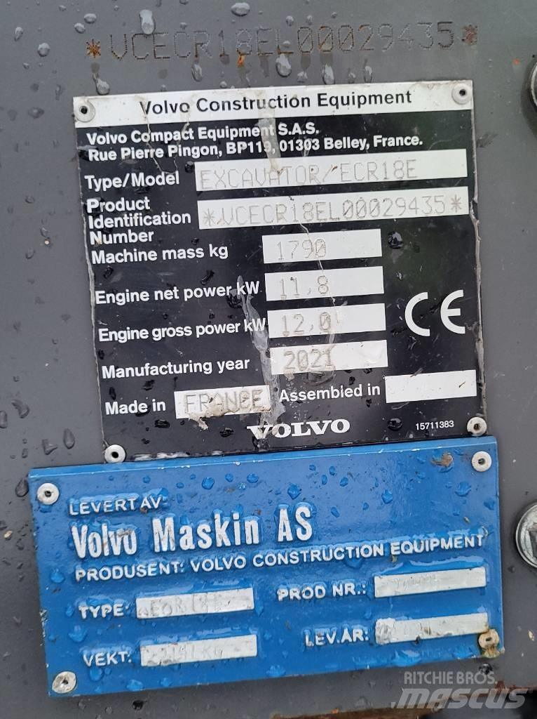 Volvo ECR18E Minigravemaskiner