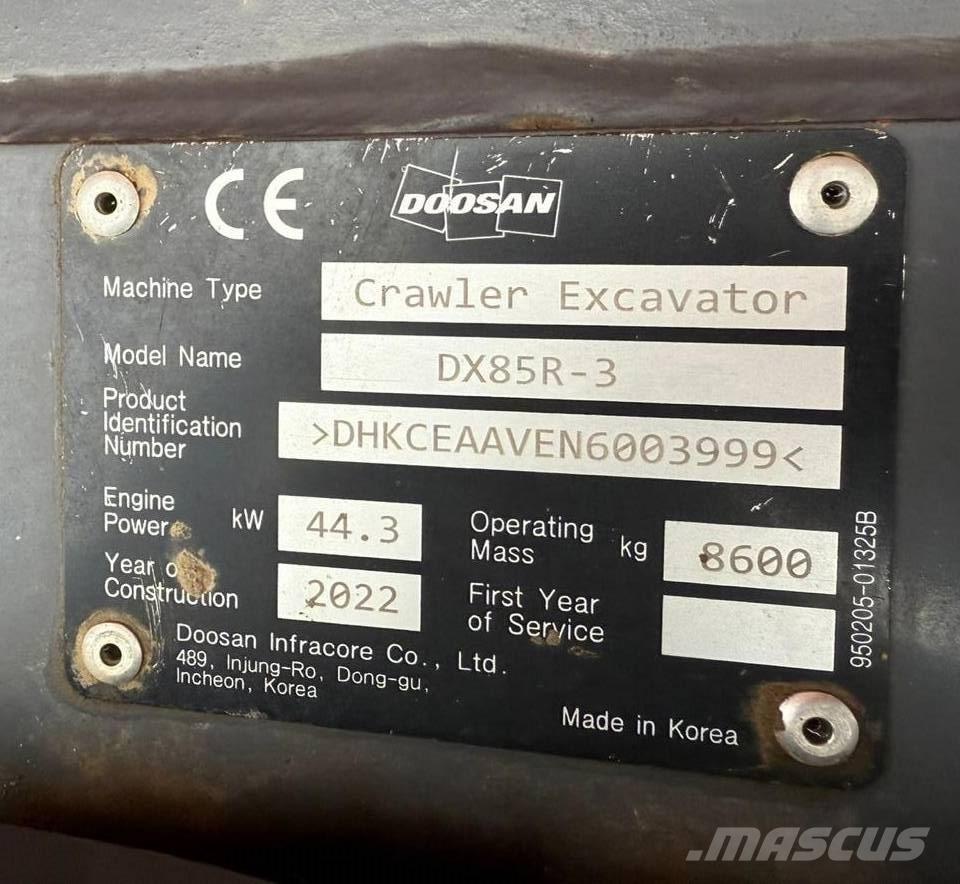 Doosan DX 85 R-3 Midi-gravemaskiner 7t - 12t