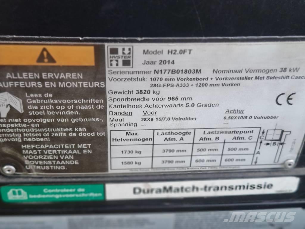 Hyster H 2.0 FT LPG gaffeltrucks