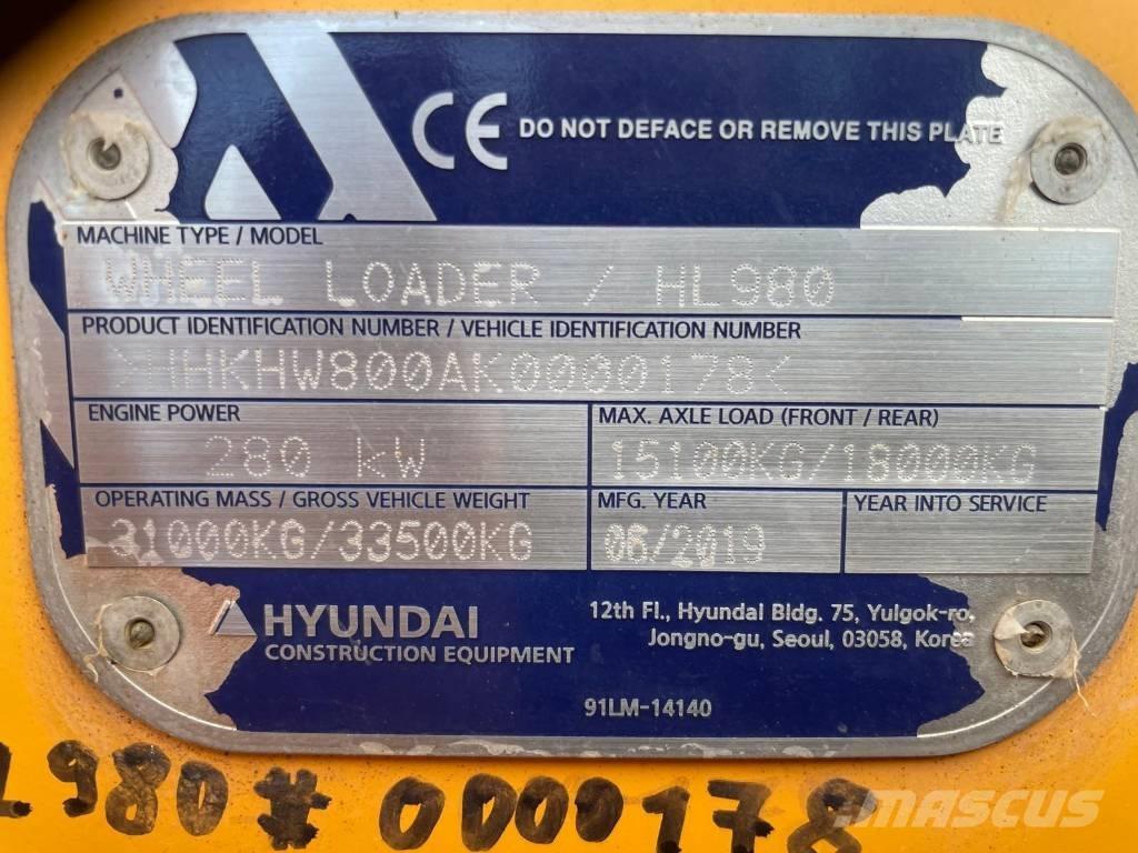 Hyundai HL 980 Læssemaskiner på hjul