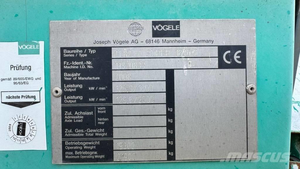 Vögele Super 1800-2 Asfaltudlæggere