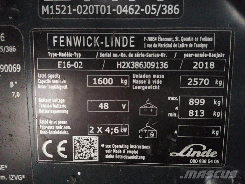 Linde E16-02 El gaffeltrucks