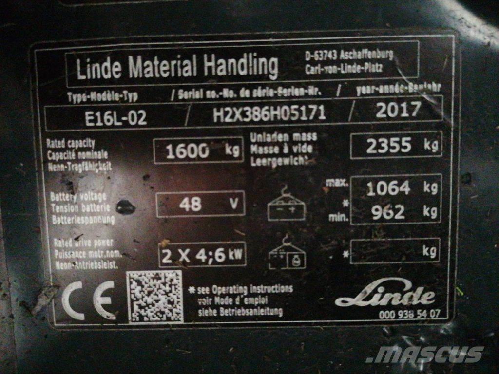 Linde E16L-02 El gaffeltrucks