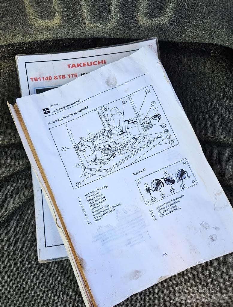 Takeuchi TB1140 Gravemaskiner på larvebånd