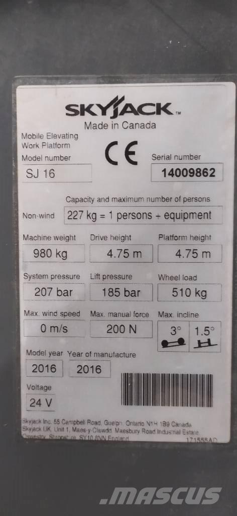 SkyJack SJ 16 Søjlelifte