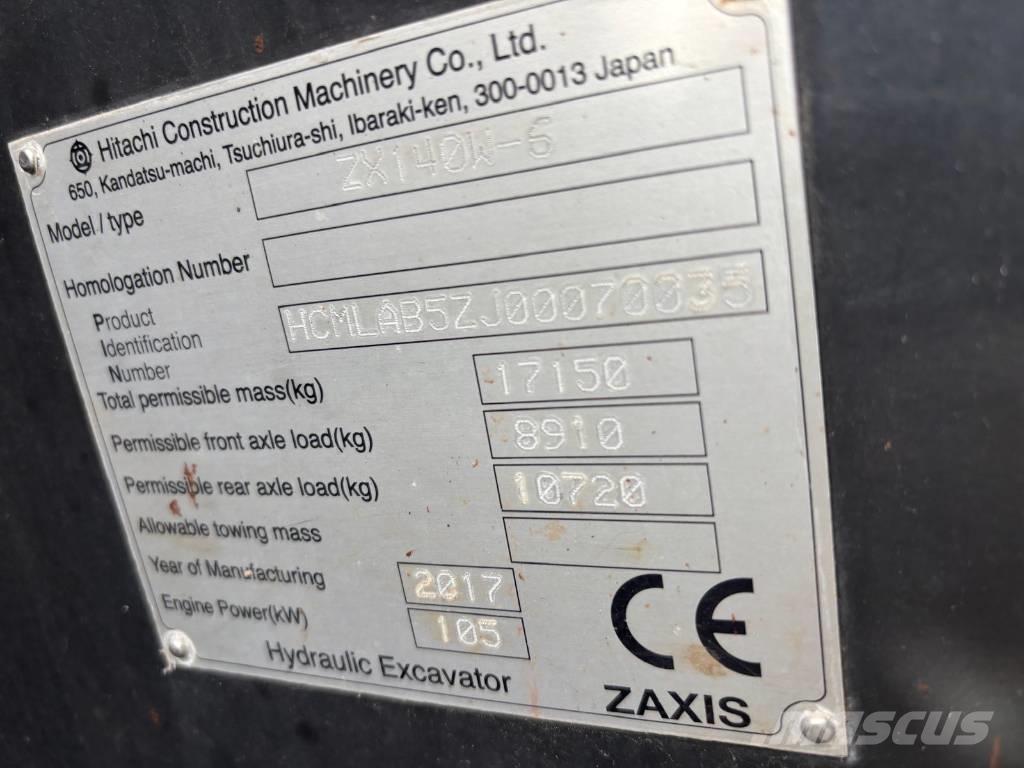 Hitachi ZX 140 W-6 Gravemaskiner på hjul