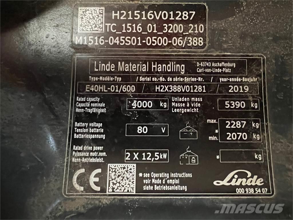 Linde E 40/600 HL El gaffeltrucks