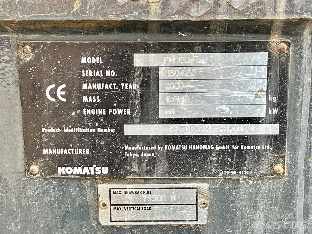 Komatsu PW 160 Gravemaskiner på hjul