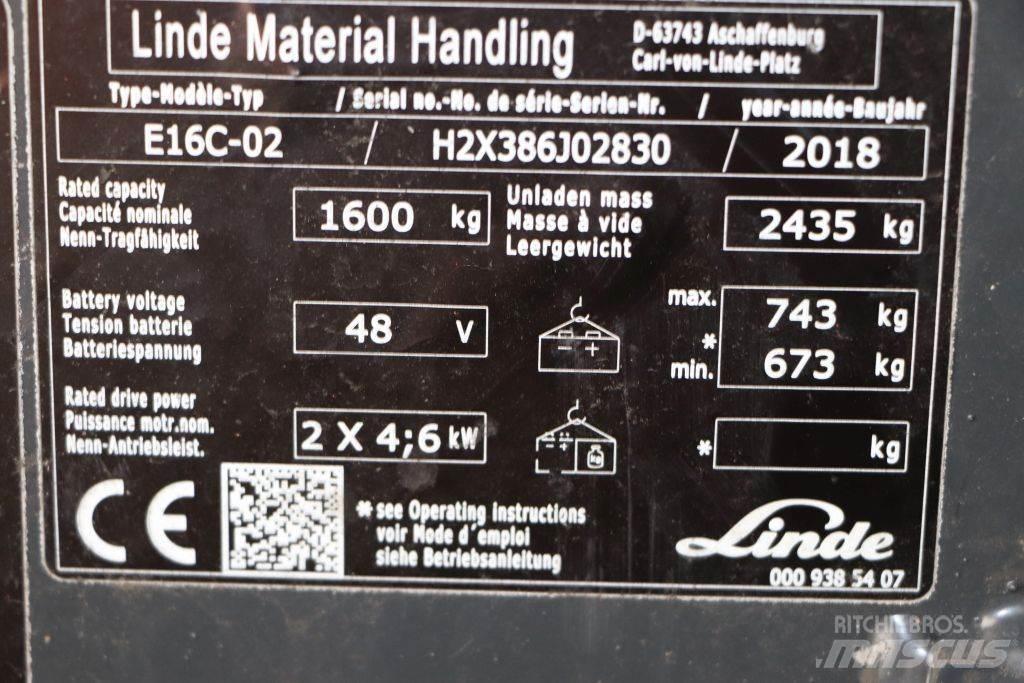 Linde E16C-02 El gaffeltrucks