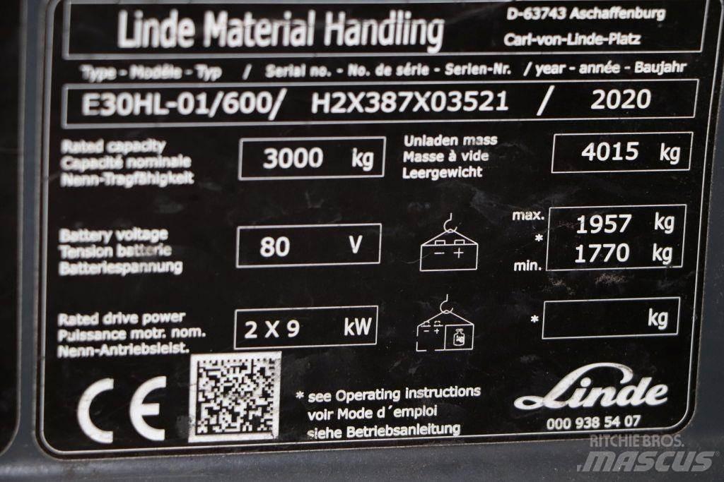Linde E30HL-01/600 El gaffeltrucks