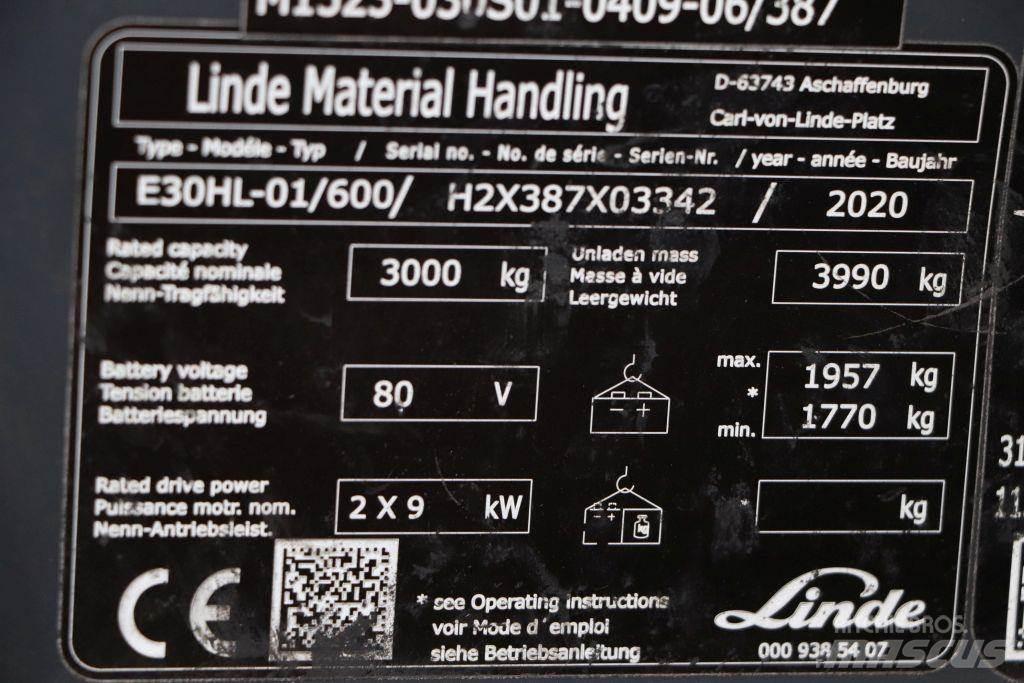 Linde E30HL-01/600 El gaffeltrucks