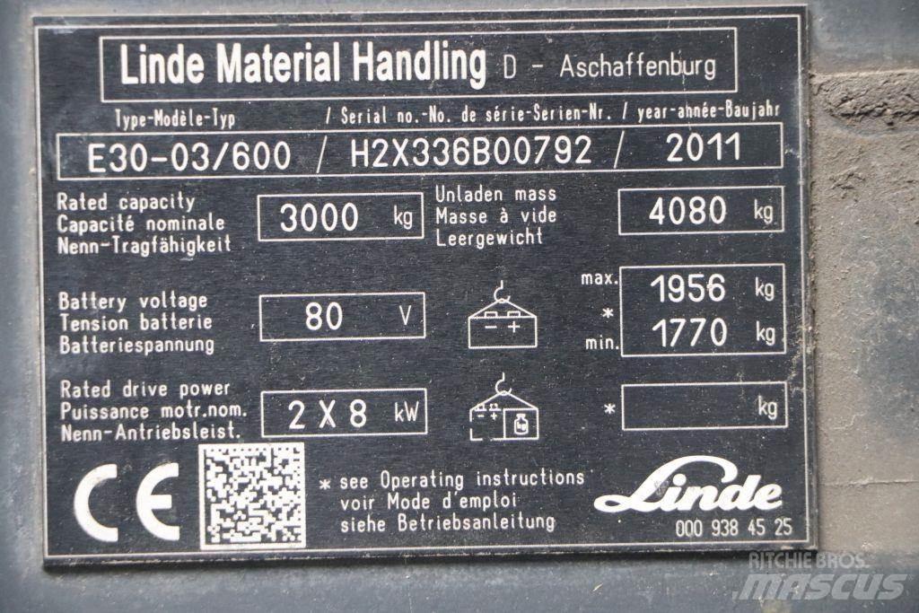 Linde E30S-03/600 El gaffeltrucks