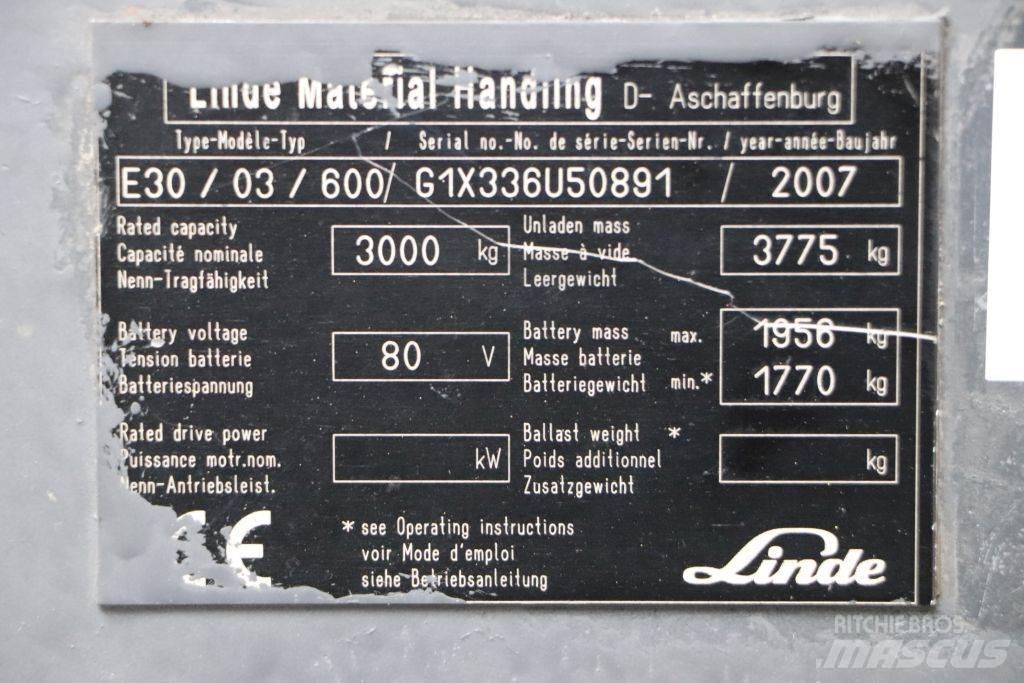 Linde E30S-03/600 El gaffeltrucks