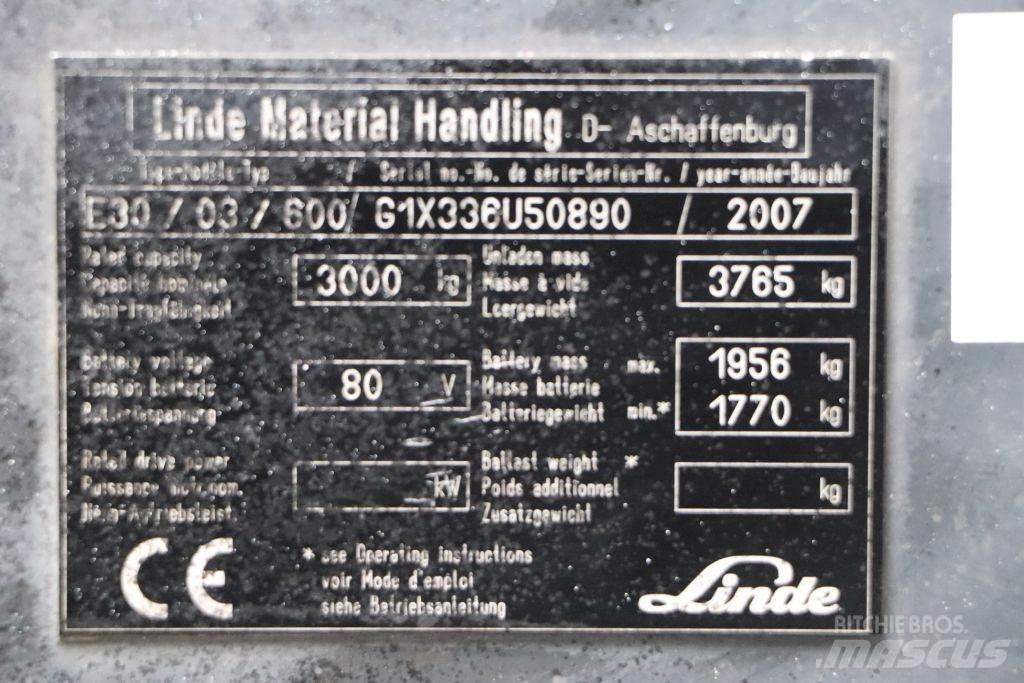 Linde E30S-03/600 El gaffeltrucks