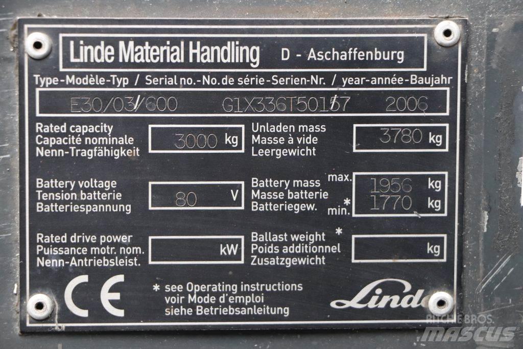 Linde E30S-03/600 El gaffeltrucks