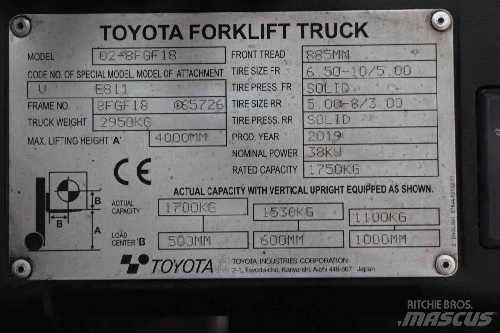 Toyota 02-8FGF18 LPG gaffeltrucks