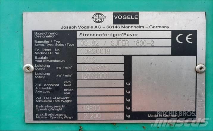 Vögele SUPER1800-2 Asfaltudlæggere