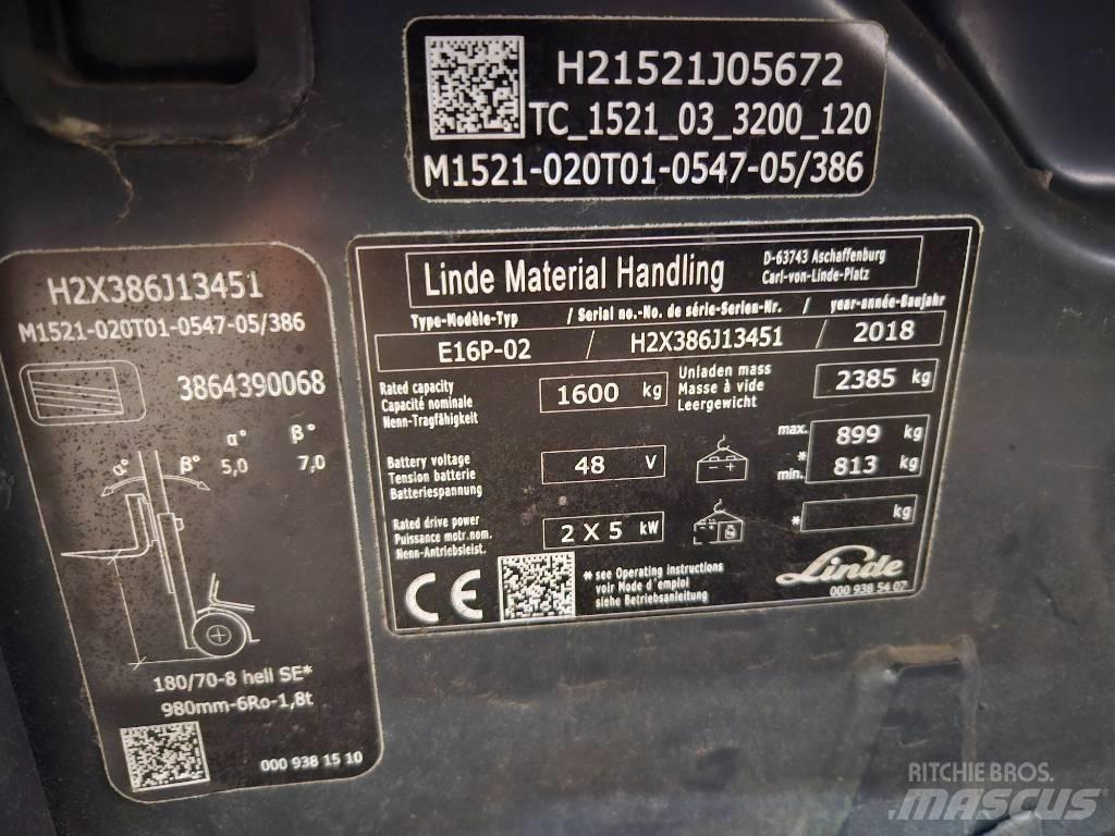 Linde E16P El gaffeltrucks